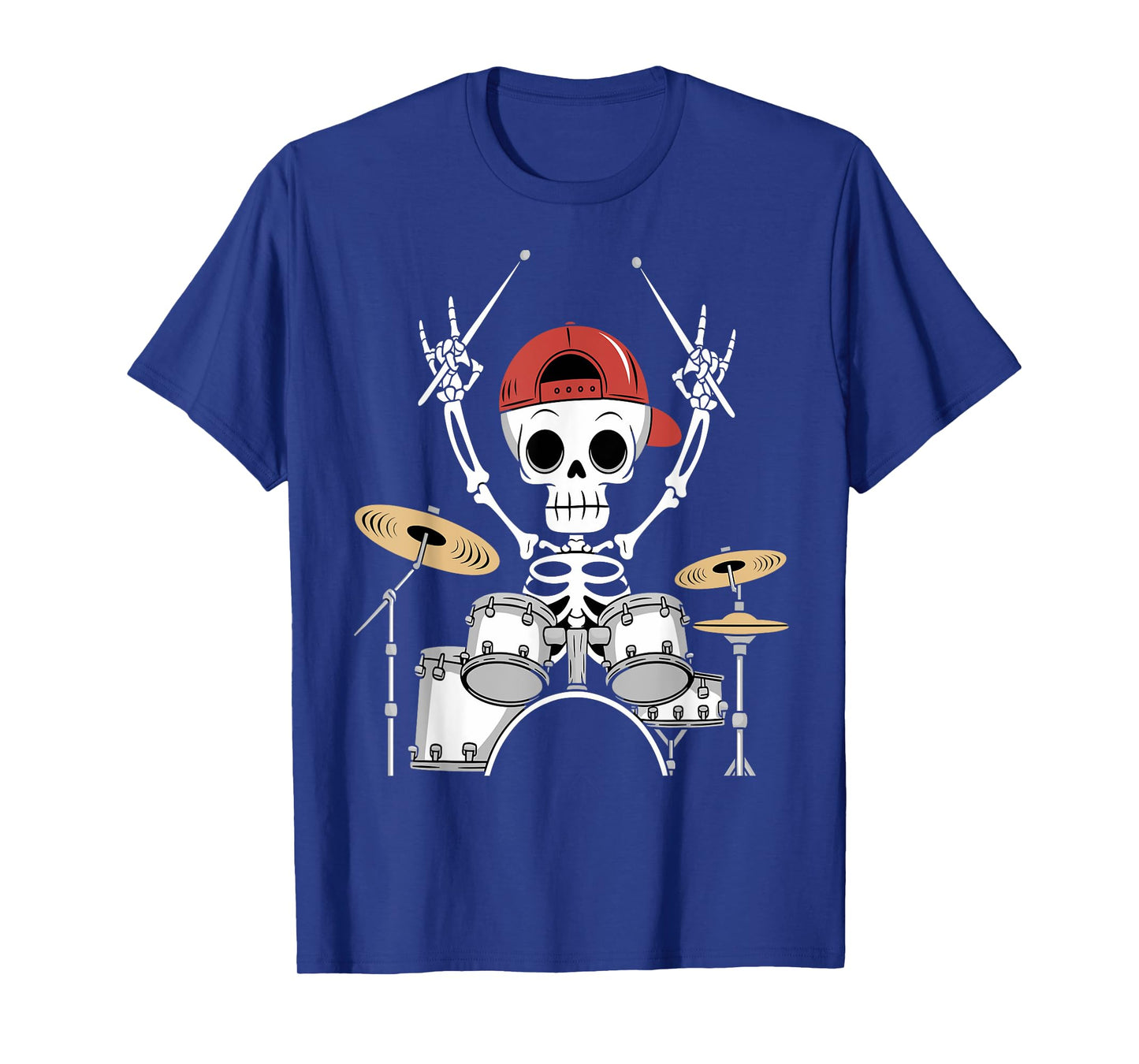 Skeleton Drummer Halloween Costume Playing Drums Boys Men T-Shirt