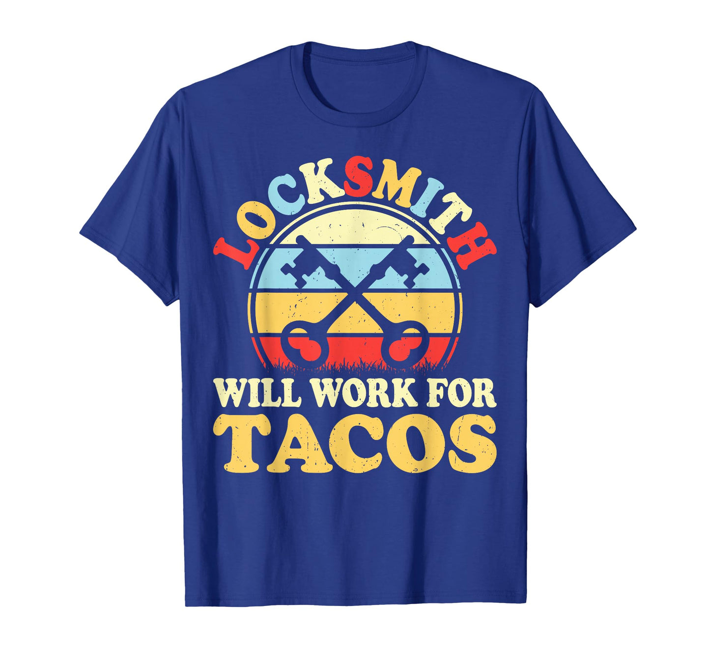 Retro Locksmith Will Work for Tacos Lock Picker Locksmithing T-Shirt