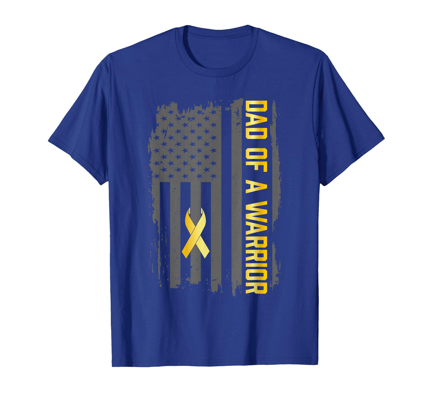 Childhood Cancer Usa Flag Dad of a Warrior Childhood Cancer T-Shirt