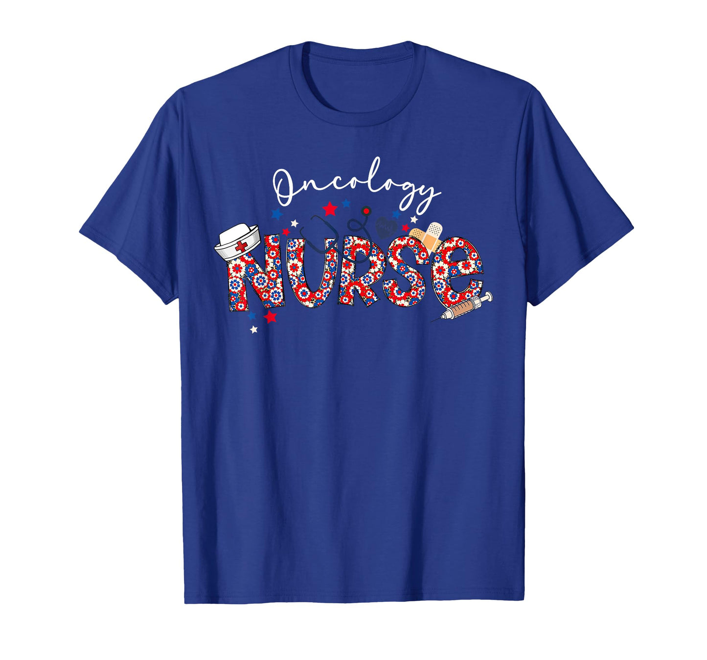Patriotic Nurse July Of 4th Floral Oncology Nurse Medical T-Shirt
