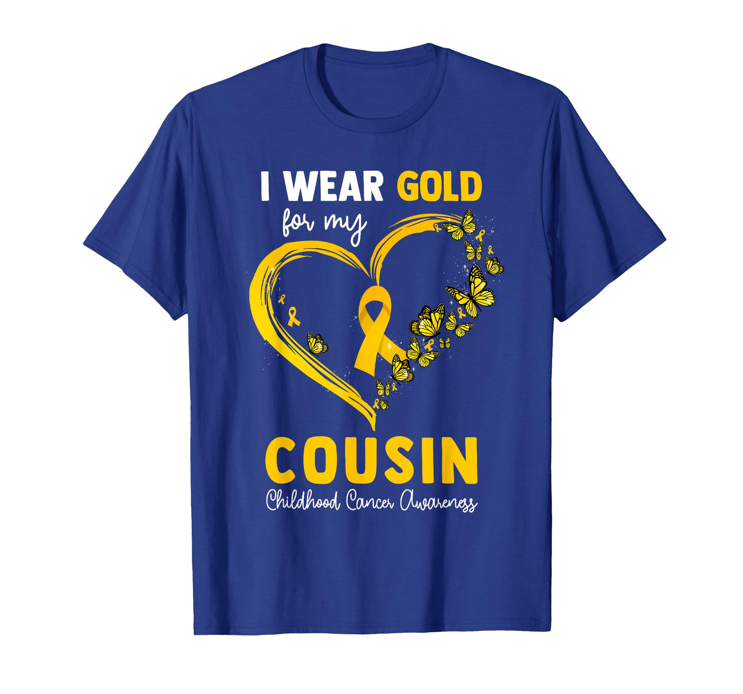 I Wear Gold For My Cousin Childhood Cancer Heart Ribbon T-Shirt