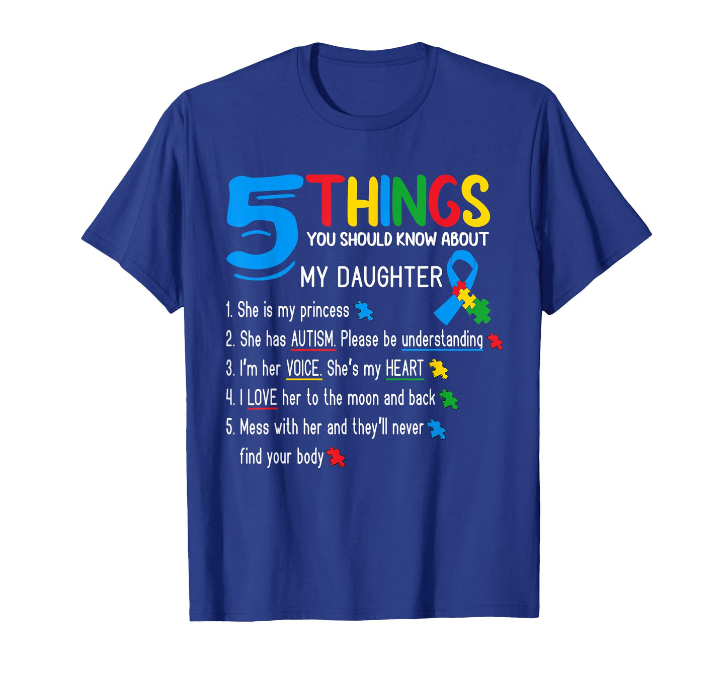 Autistic Daughter Autism Awareness Support Mom Dad Parents T-Shirt