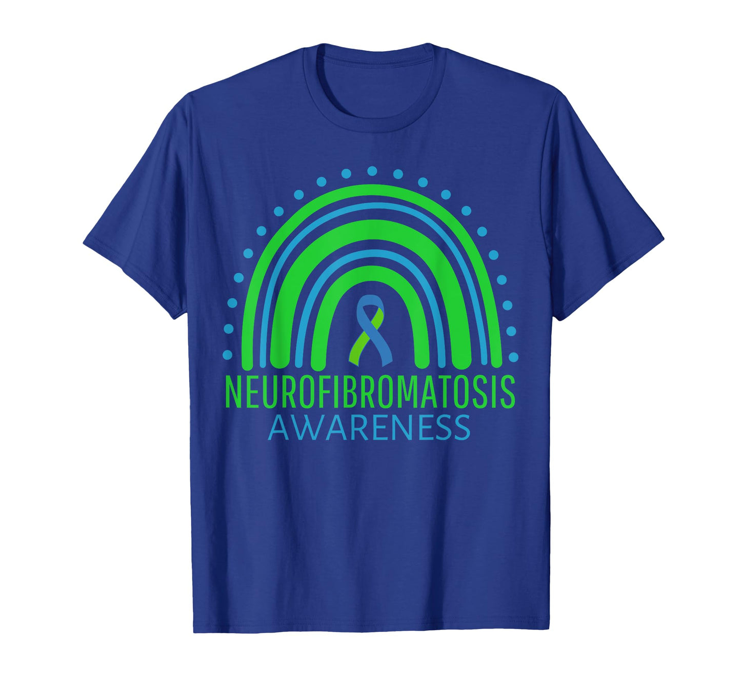 Rainbow Blue And Green Neurofibromatosis Awareness Ribbon T-Shirt