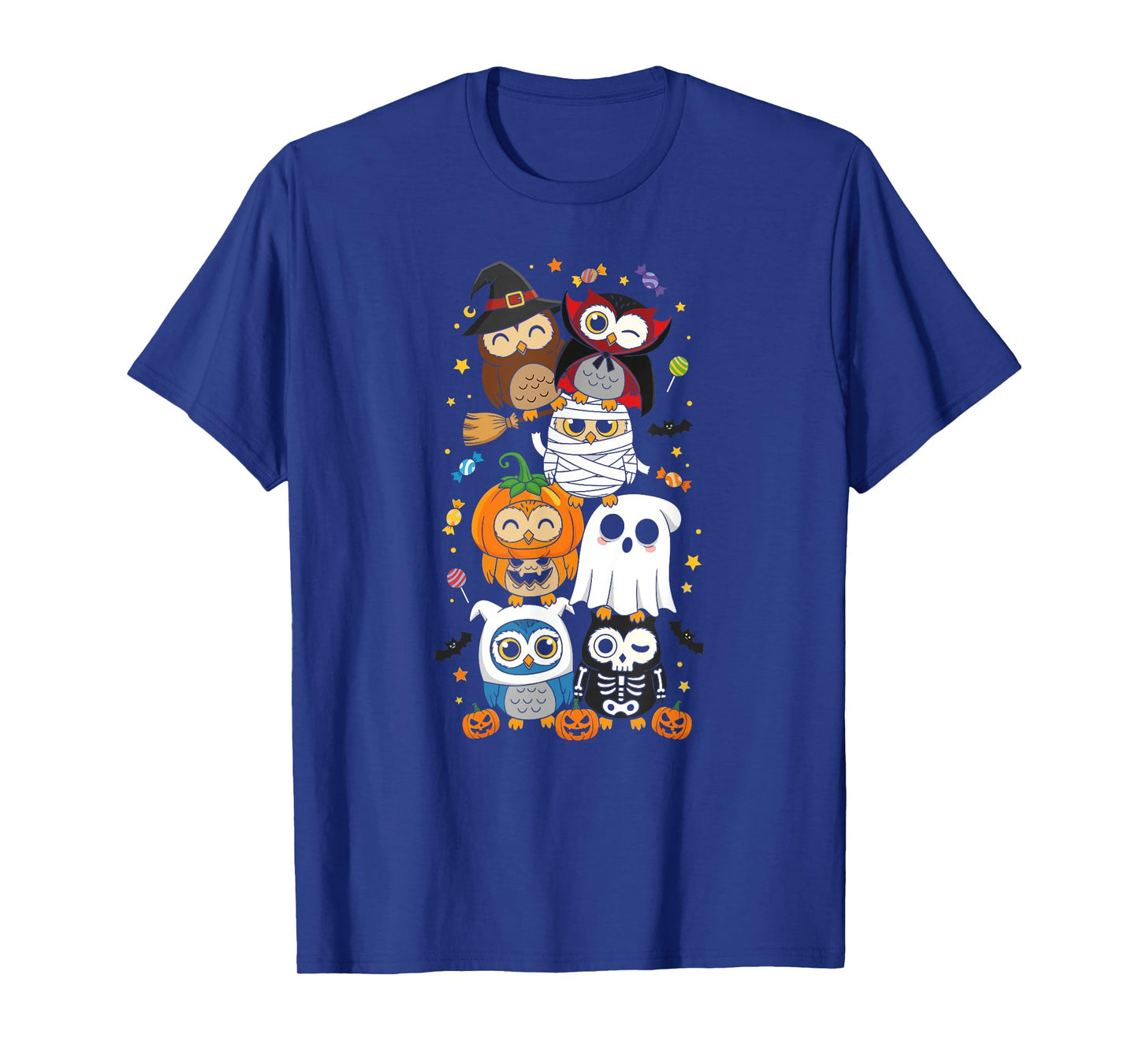 Funny Owl Witch Vampire Ghost Halloween Kids Mens Womens T-Shirt