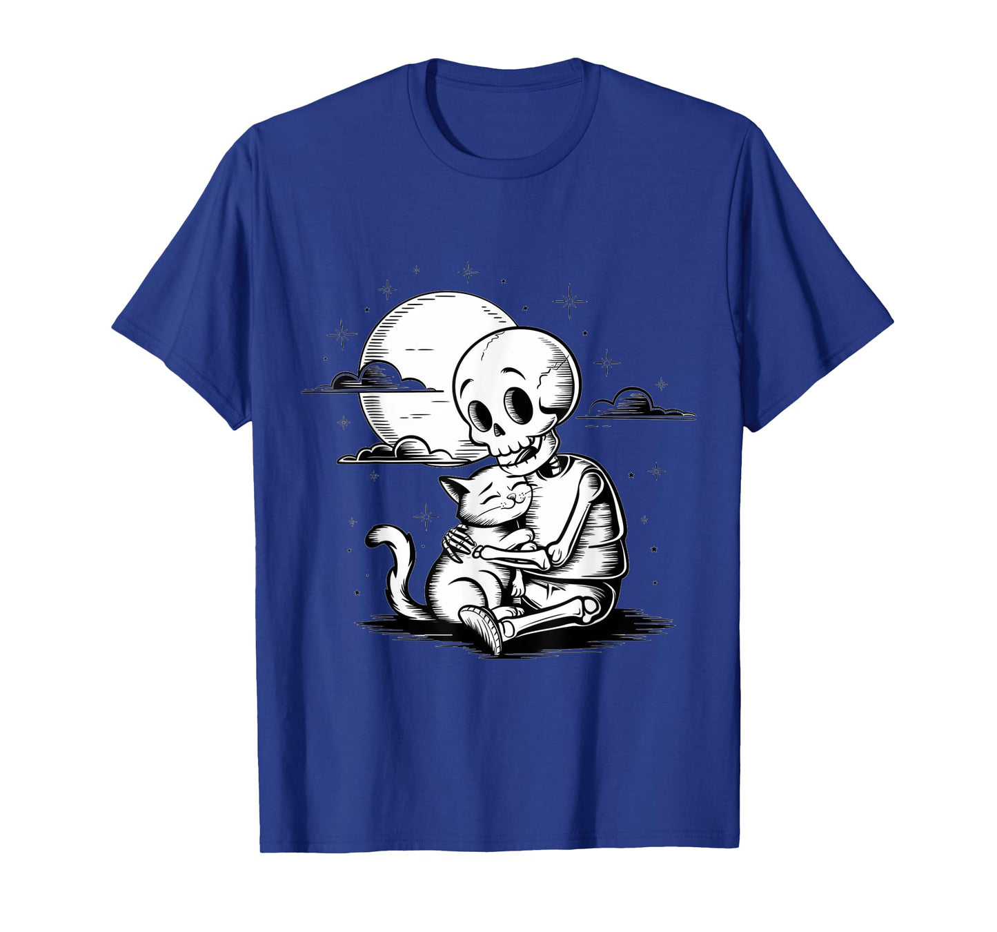 Cute Skeleton Hugging Cat Halloween T-Shirt