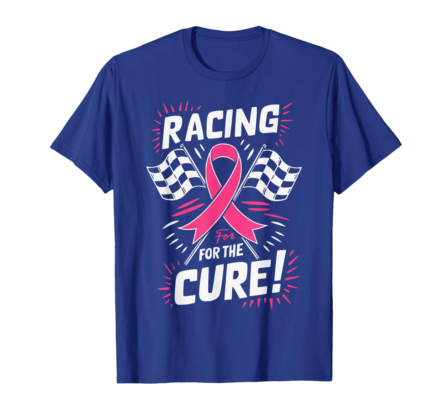 Pink Ribbon Breast Cancer Awareness Racing for a Cure T-Shirt
