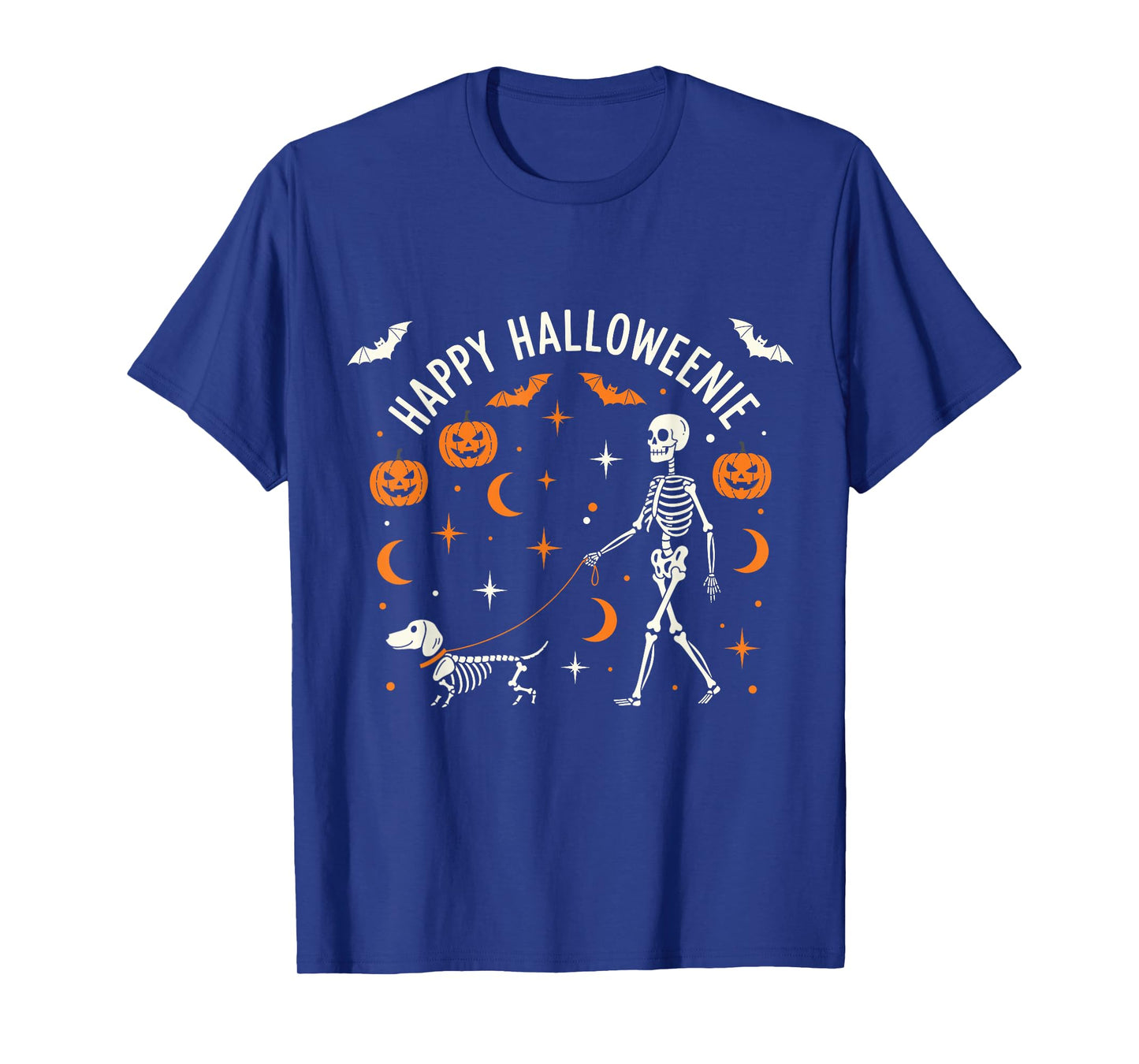 Happy Halloweenie Funny Halloween Skeleton Dachshund Dog T-Shirt