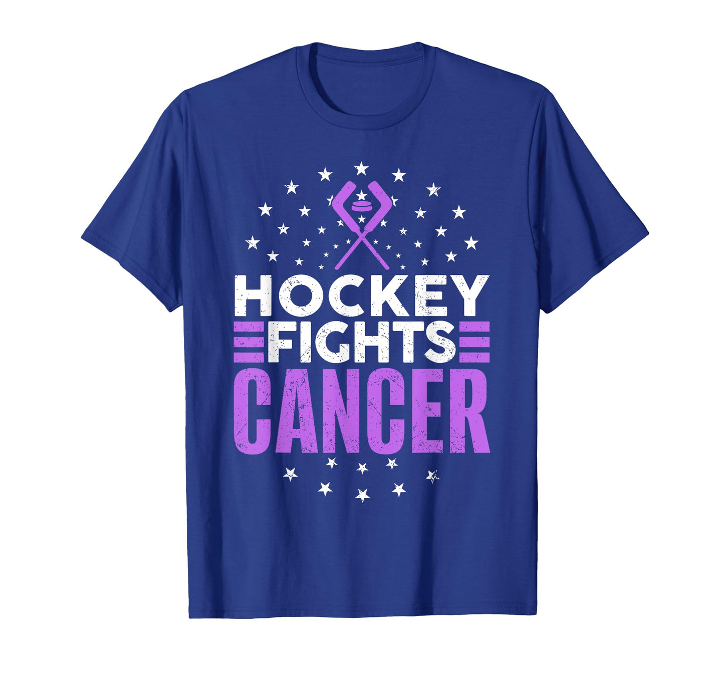 KAH Cancer Awareness Hockey Themed Cancer Awareness T-Shirt, Unisex Adult, Black, Small, Short Sleeve