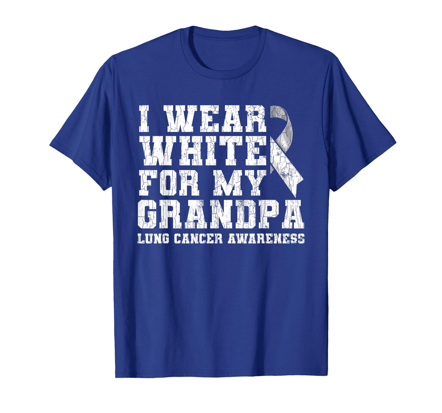 Lung Cancer Awareness White Ribbon Grandpa Gift T-Shirt