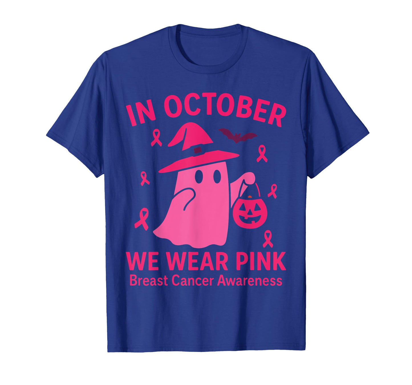 Breast Cancer Women Halloween in October We Wear Pink Ghost T-Shirt