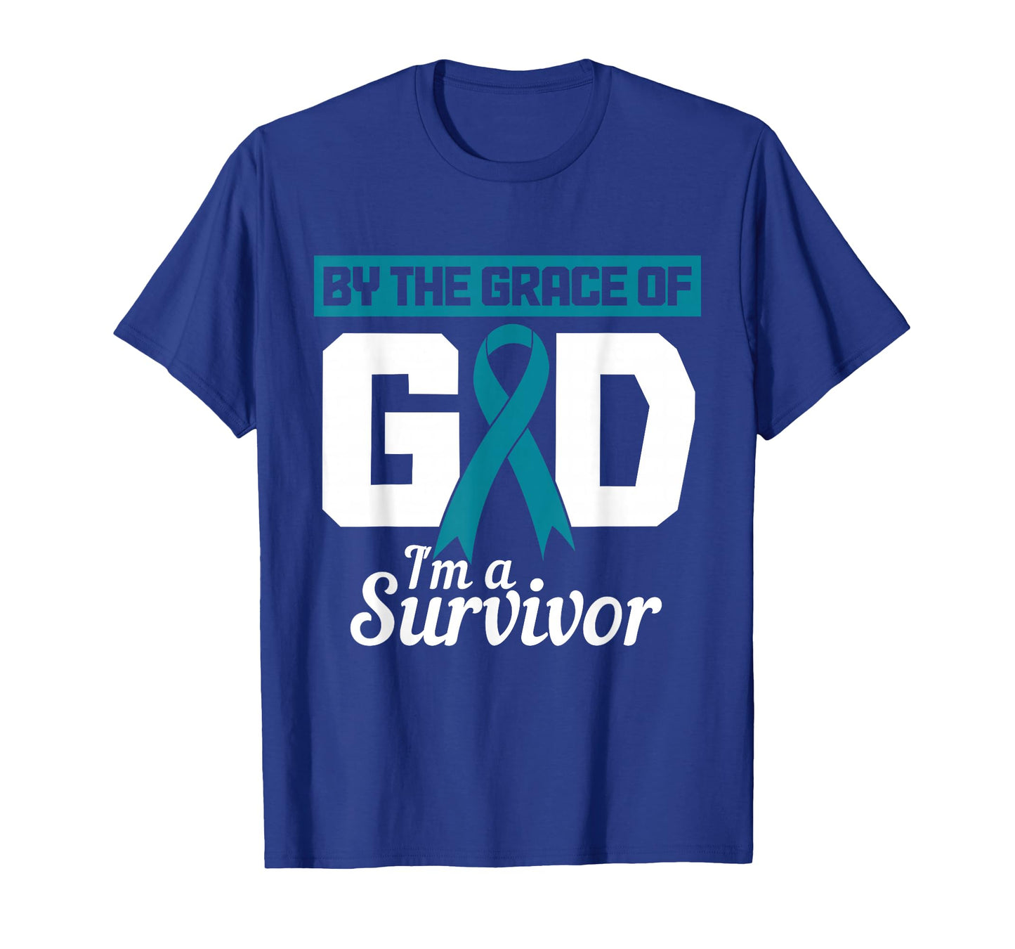 Ovarian Cancer Awareness Month Woman Teal Ribbon Survivor T-Shirt