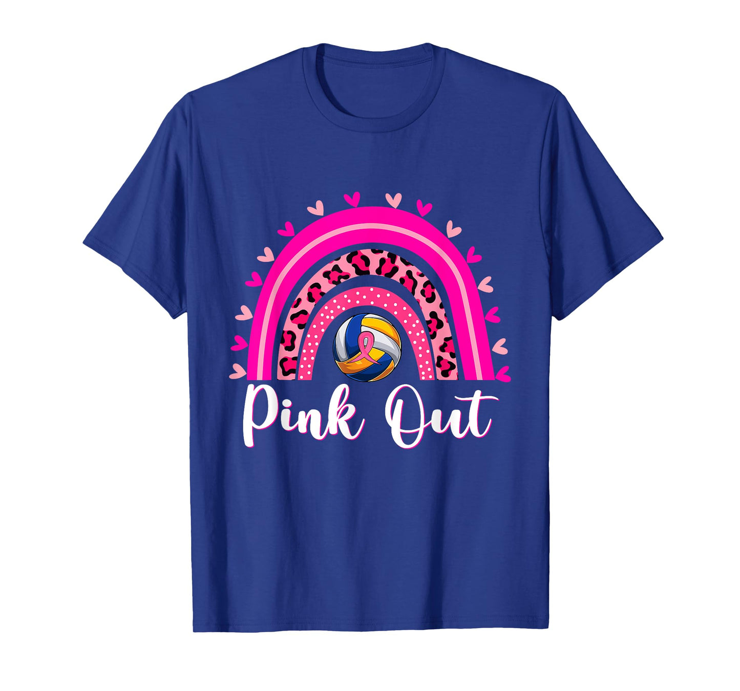 Pink Out Volleyball Lover Rainbow Breast Cancer Awareness T-Shirt