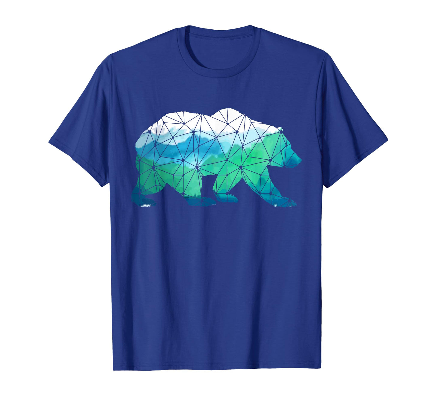 Bear Low Poly Mountains Grizzly Hiking Camping Camper Gift T-Shirt