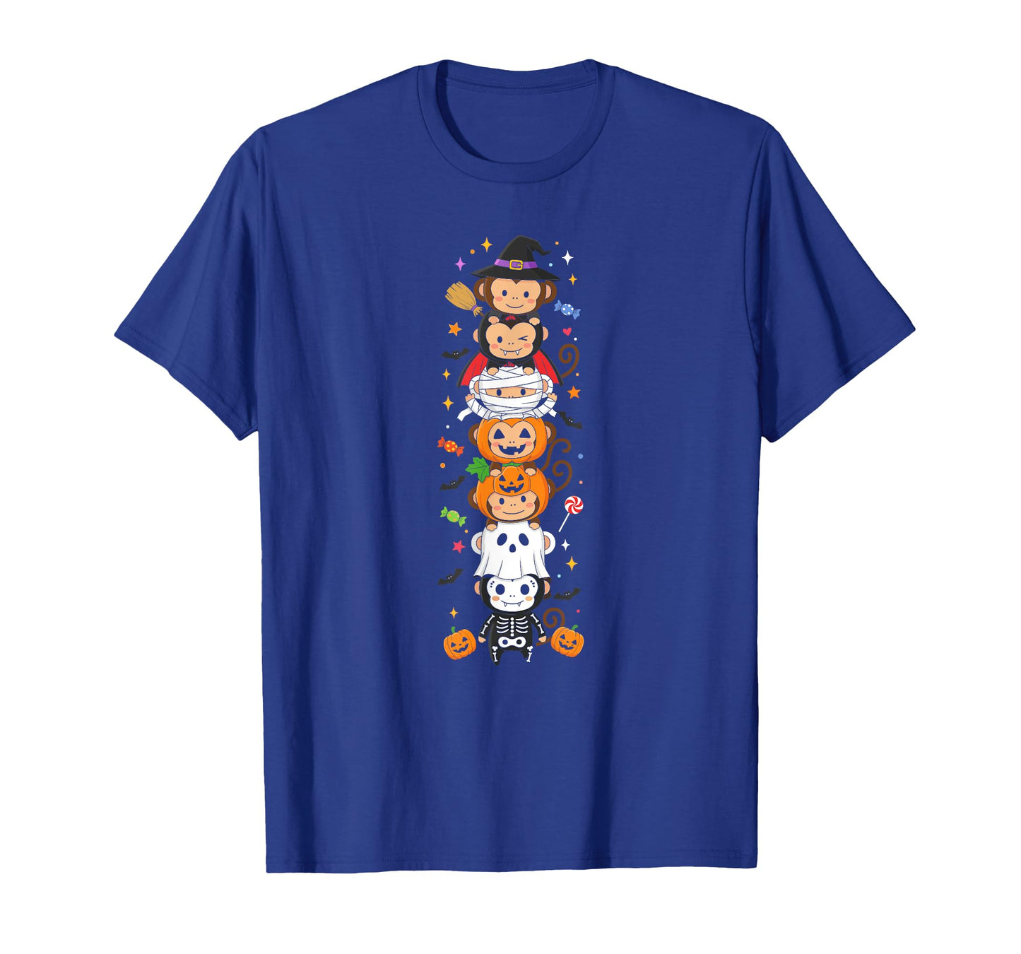 Funny Monkey Witch Vampire Ghost Halloween Kids Mens Womens T-Shirt