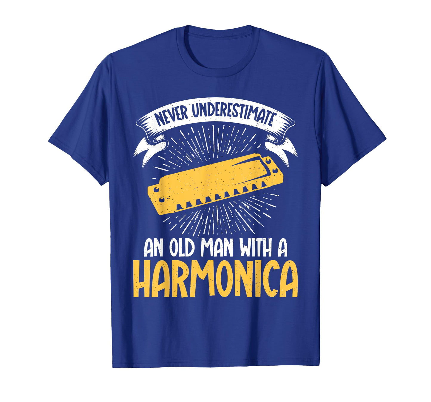 Never underestimate an old Man with a Harmonica T-Shirt