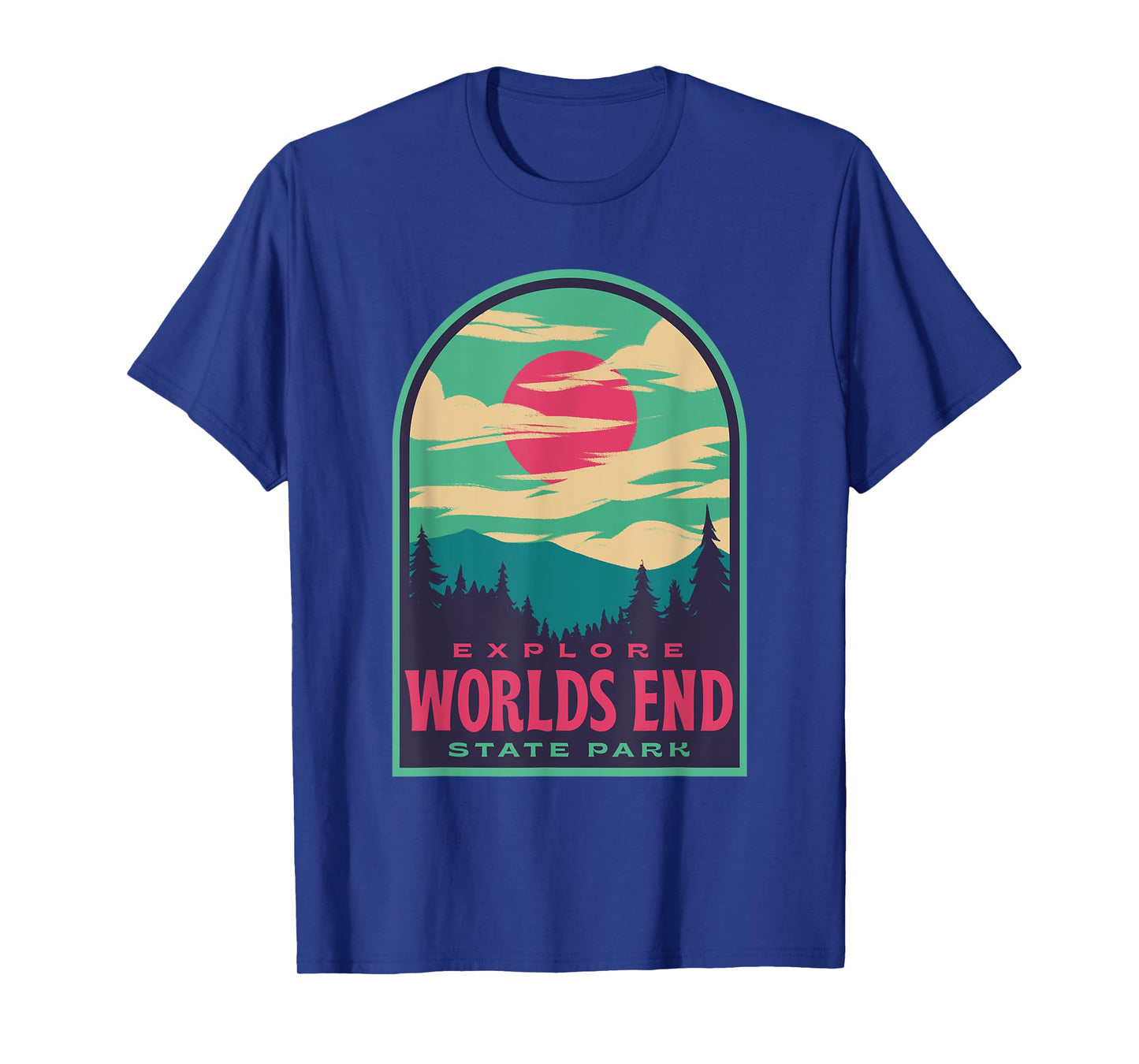 Worlds End State Park Retro Sunset T-Shirt