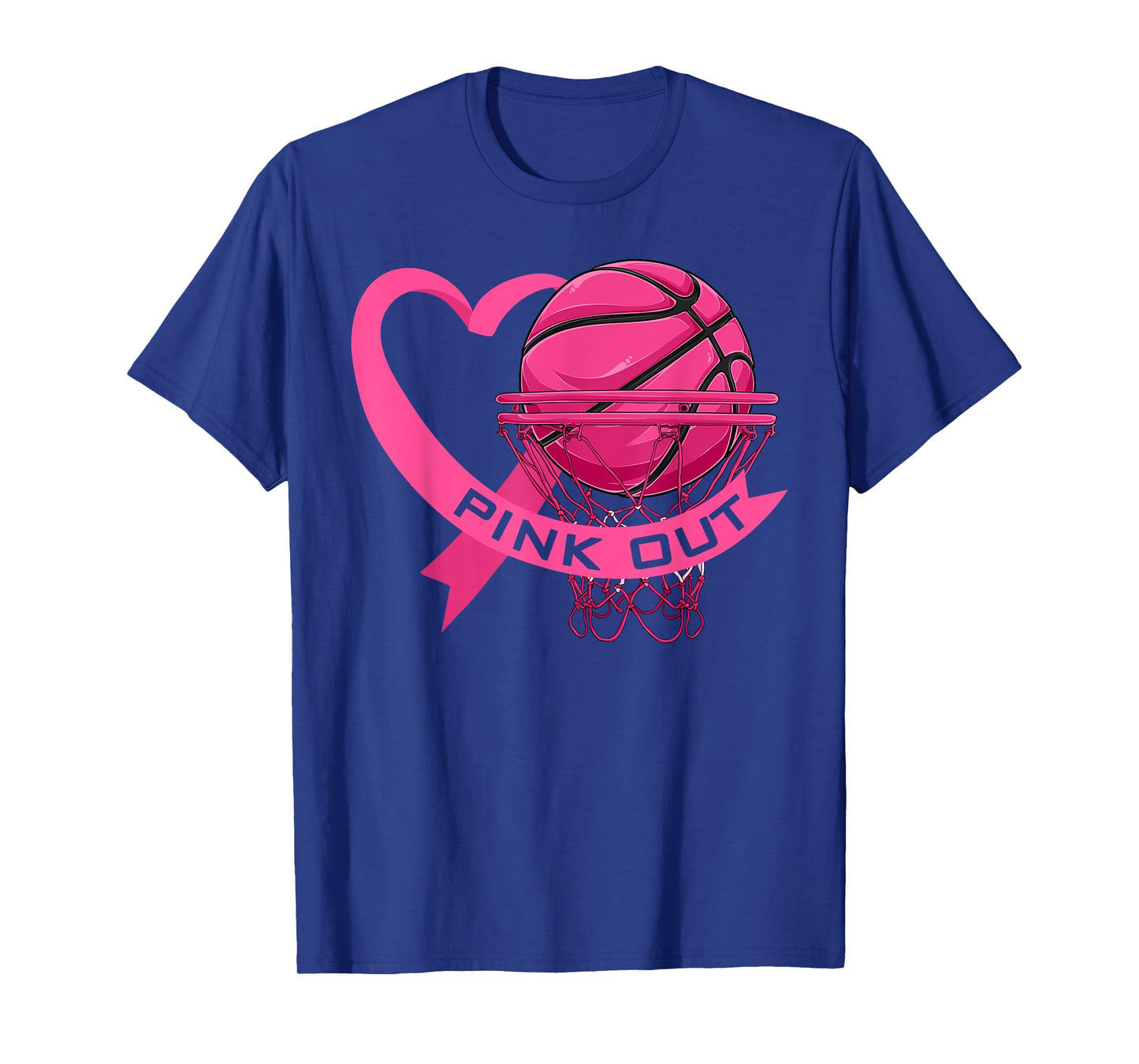 Pink Out Breast Cancer Pink Ribbon Heart & Basketball Ball T-Shirt