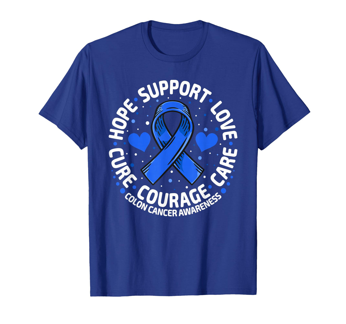 Colorectal Cancer Family Support Blue Colon Cancer Awareness T-Shirt