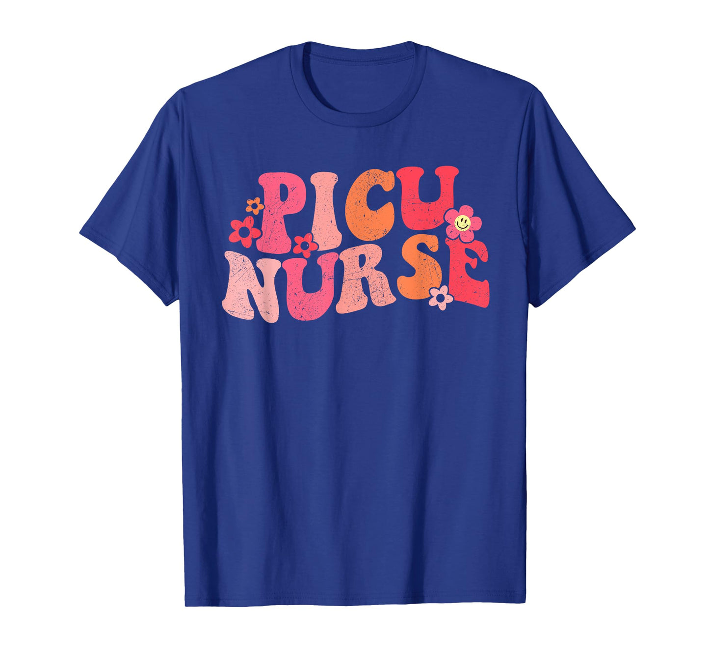 Retro Groovy PICU Pediatric Intensive Care Unit Nurse Women T-Shirt