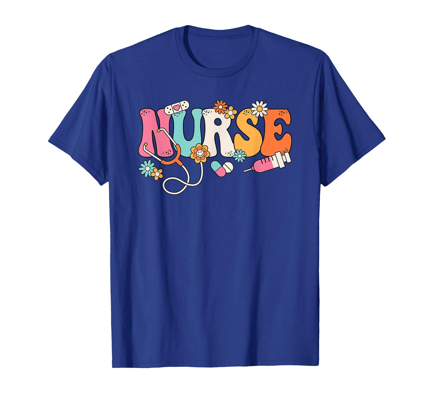 Cute Retro Groovy Nurse Flower Nursing Women T-Shirt