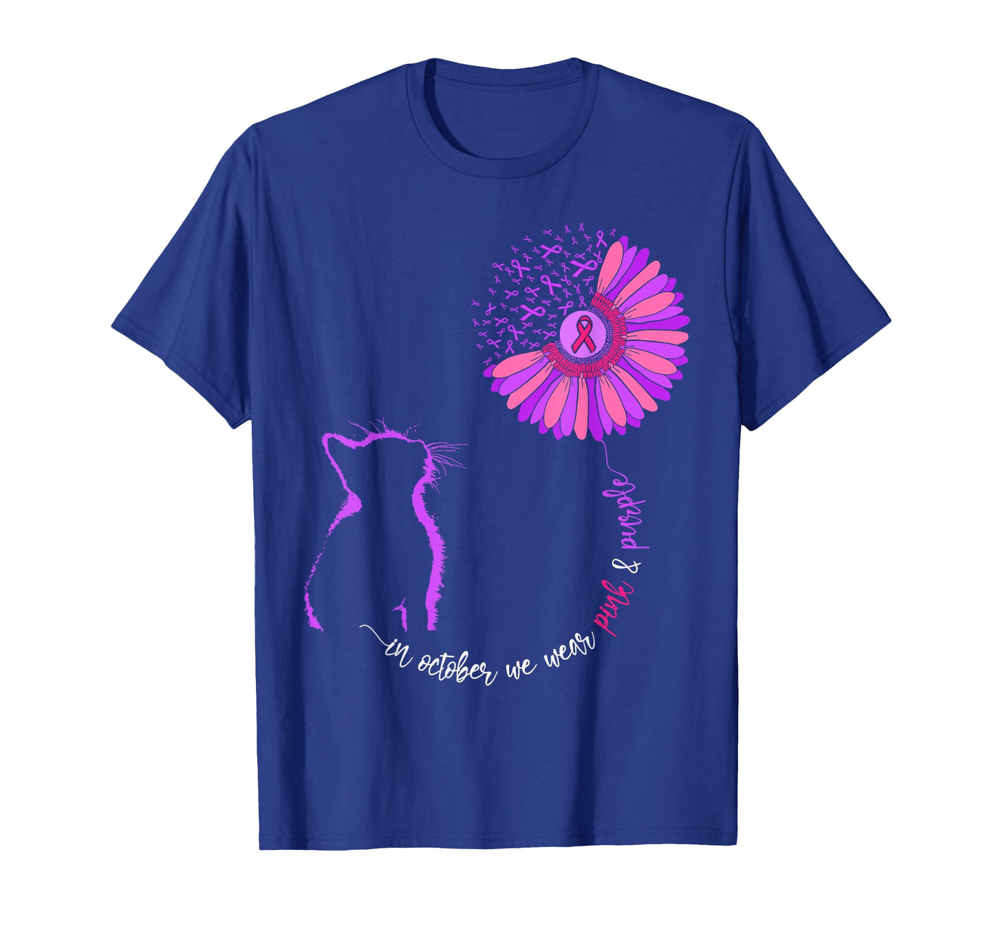Cat Domestic Violence And Breast Cancer Awareness Month T-Shirt