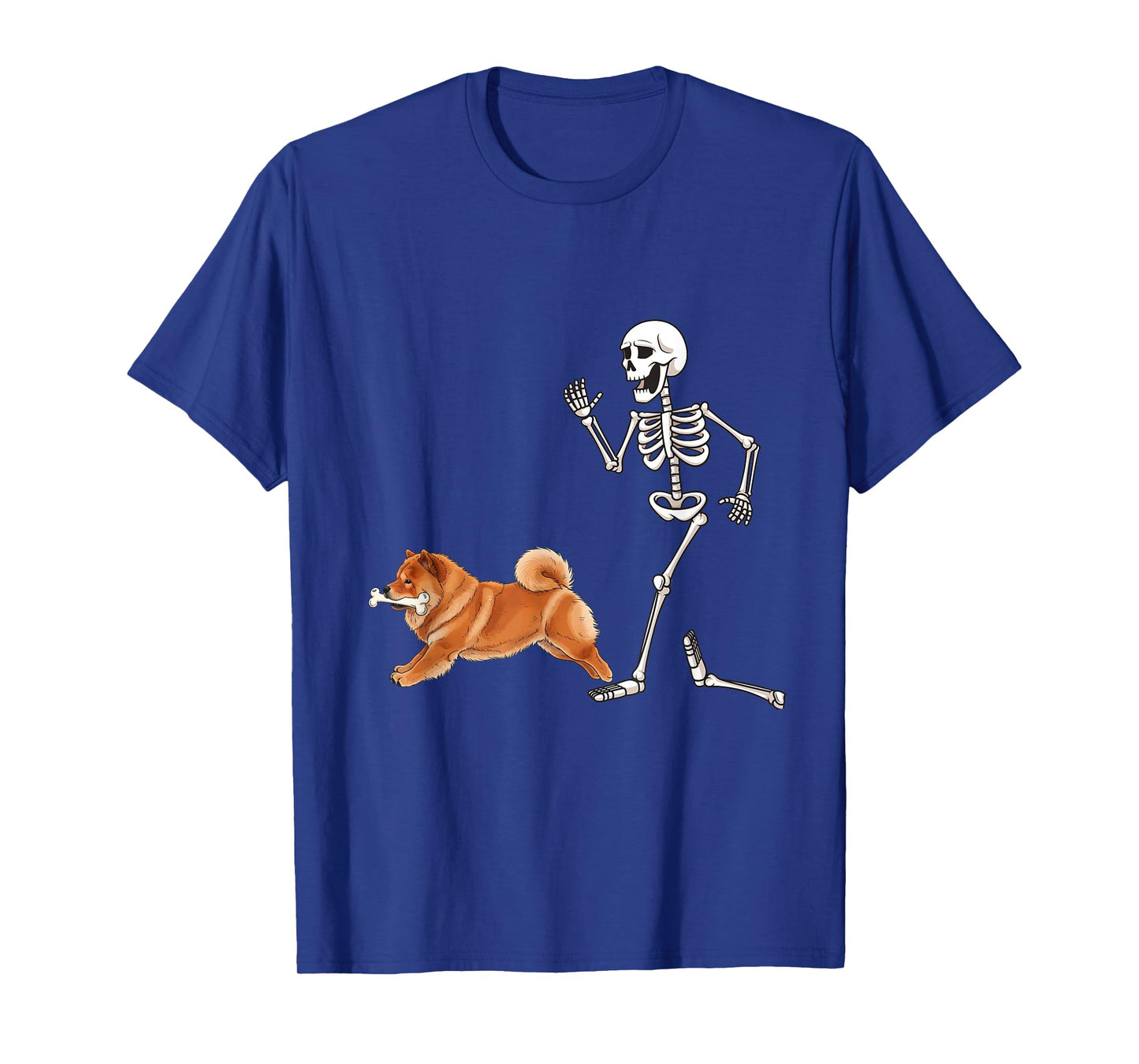 Funny Halloween Chow Chow and Skeleton T-Shirt
