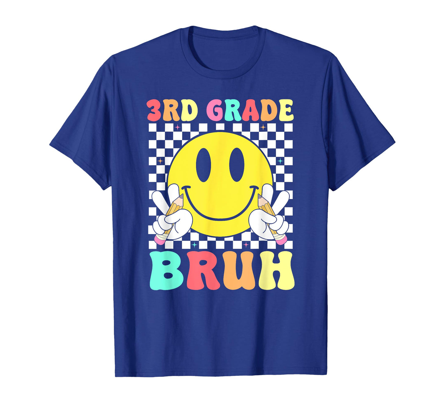 3rd Grade Bruh Teacher Kids Retro Smile Face Back To School T-Shirt