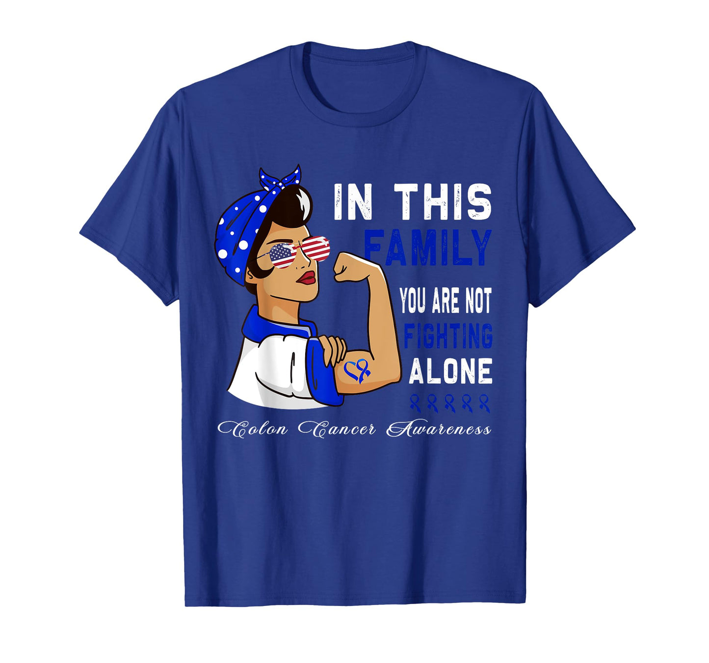 Blue Ribbon Fighter Family Women bandana Colon Cancer T-Shirt