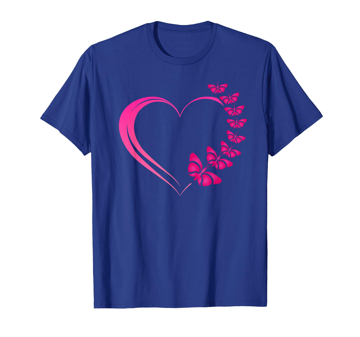 Hot Pink Heart with Pink Butterflies for Women and Girls T-Shirt