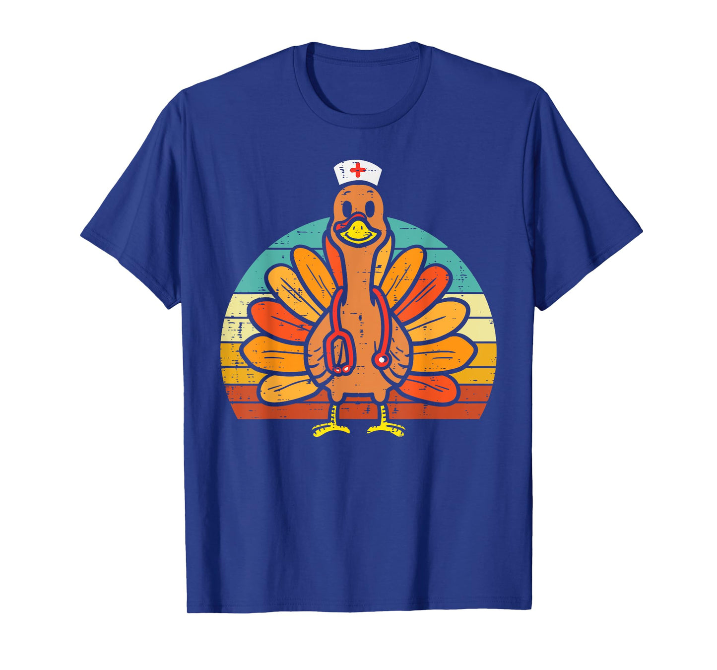 Turkey Nurse Stethoscope Thanksgiving Fall Scrub Top Women T-Shirt