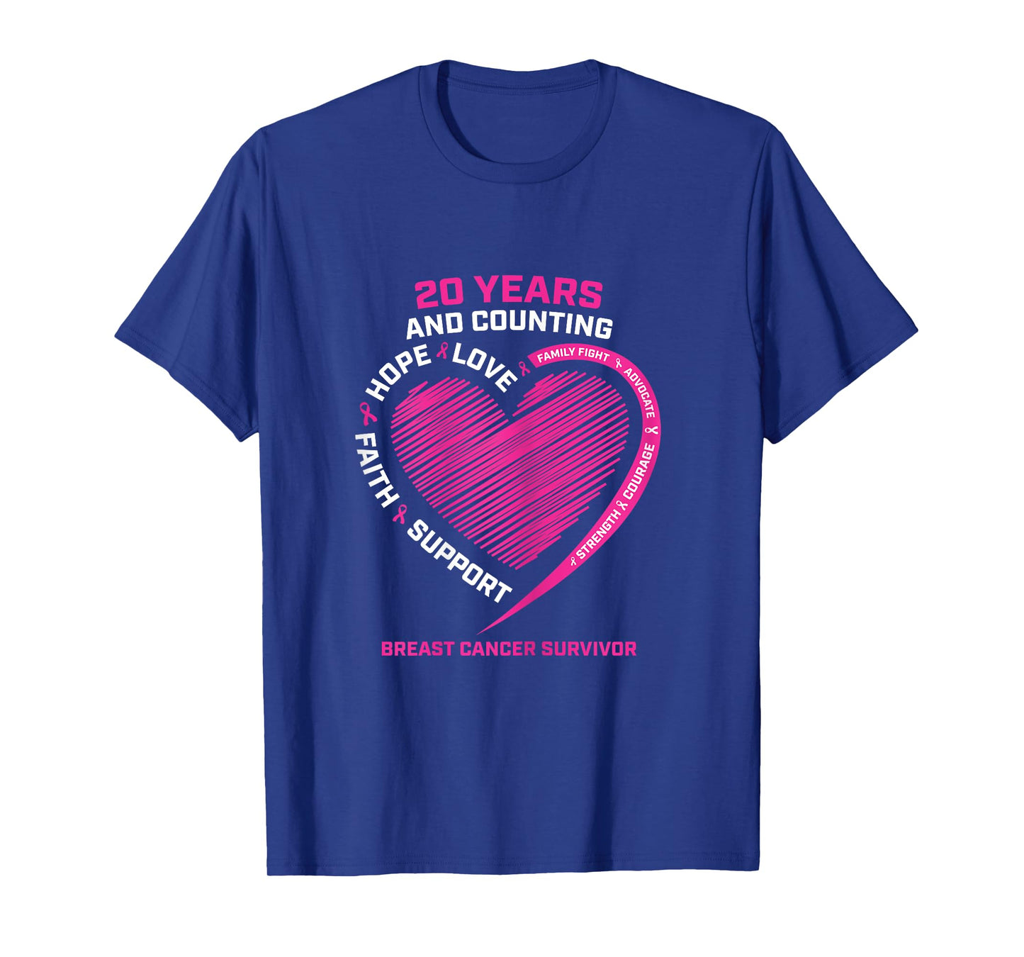20 Years Cancer Free Gifts Women Pink Breast Cancer Survivor T-Shirt