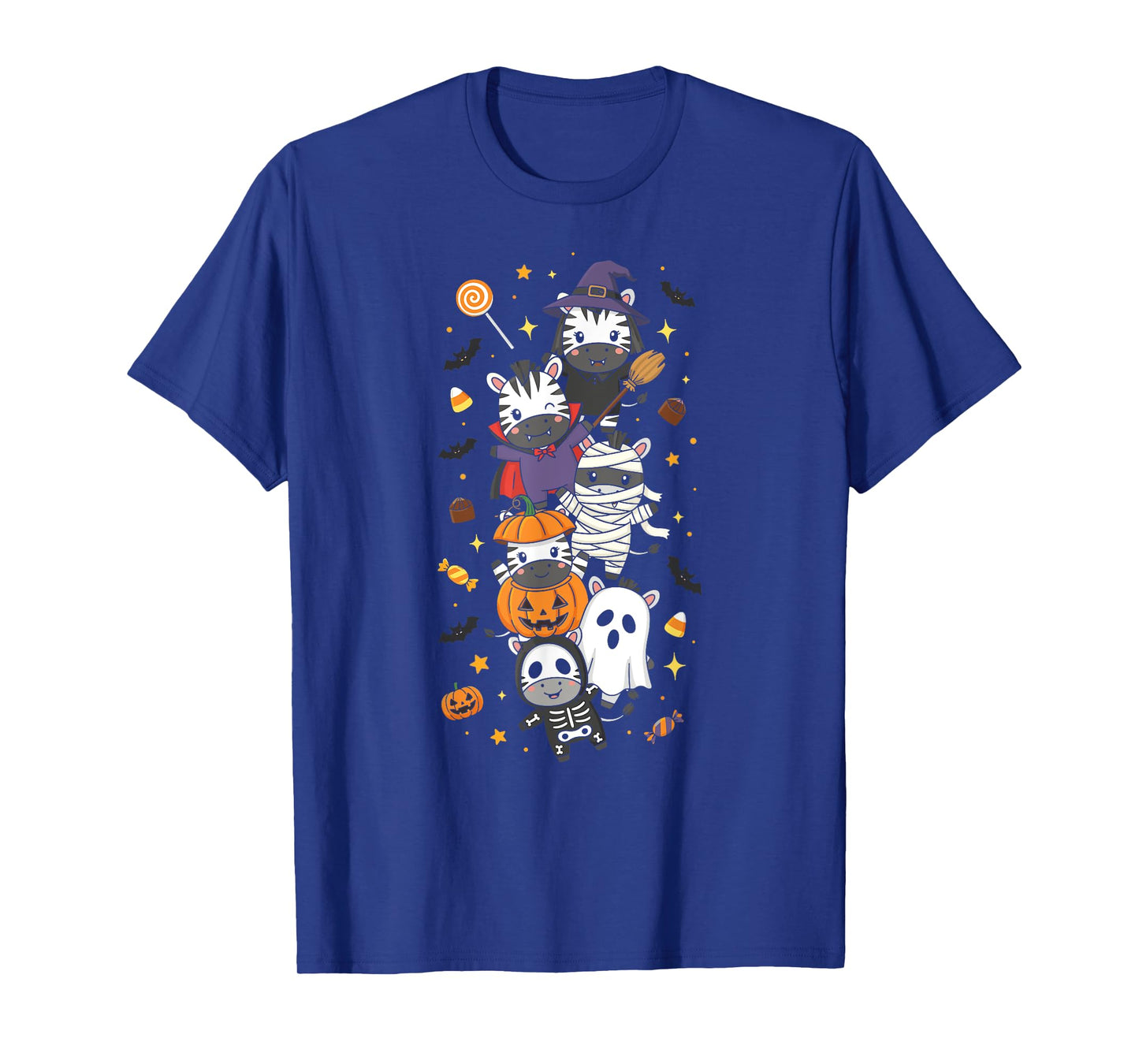 Funny Zebra Witch Vampire Ghost Halloween Kids Mens Womens T-Shirt