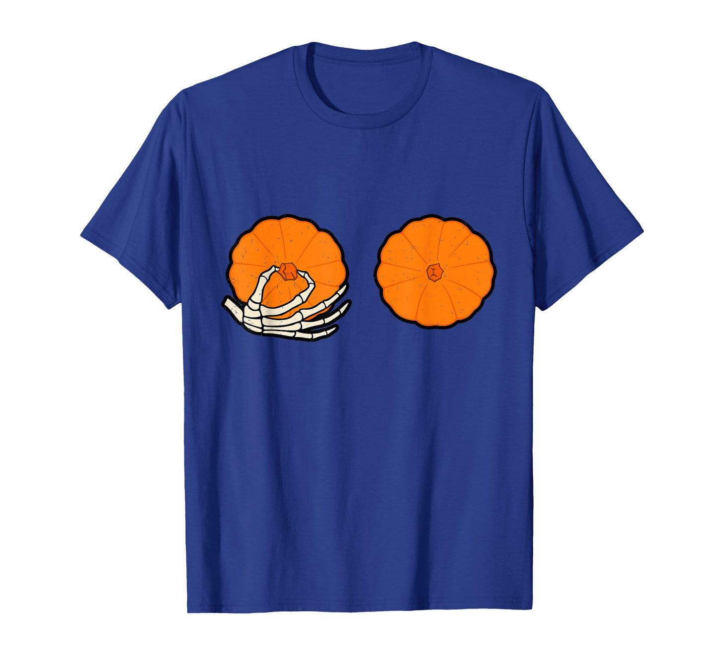 Pumpkin Breast Halloween Funny Skeleton Hand Women T-Shirt