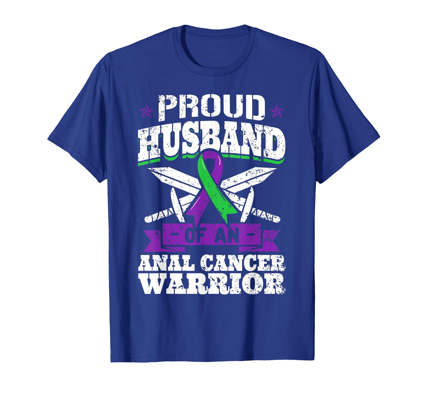 Proud Husband Of Anal Cancer Warrior Tumor Awareness Ribbon T-Shirt