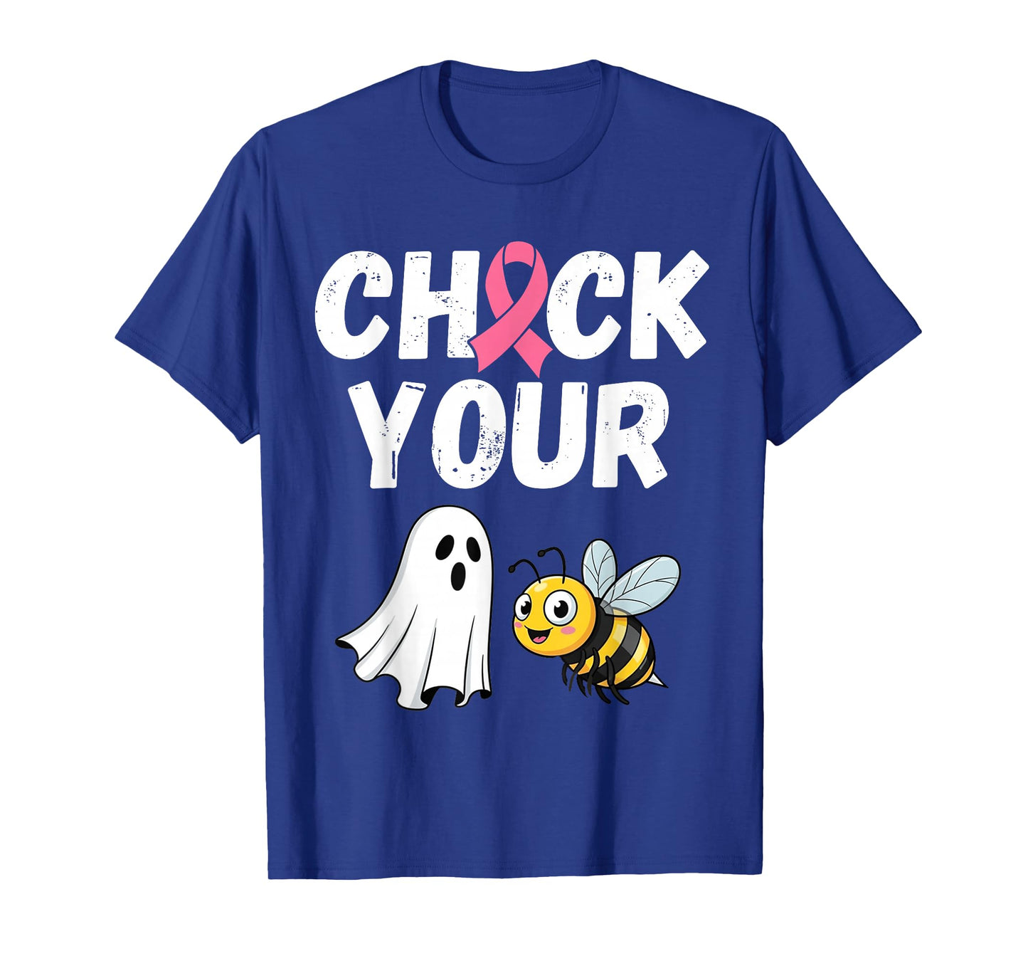 Check Your Boo Bees Breast Cancer Survivor Halloween Ghost T-Shirt