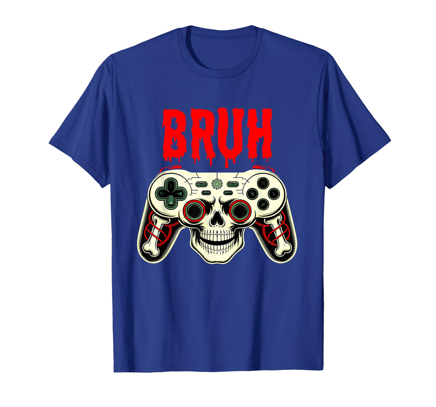 Bruh Skeleton Gamer Skull Spooky Video Game T-Shirt