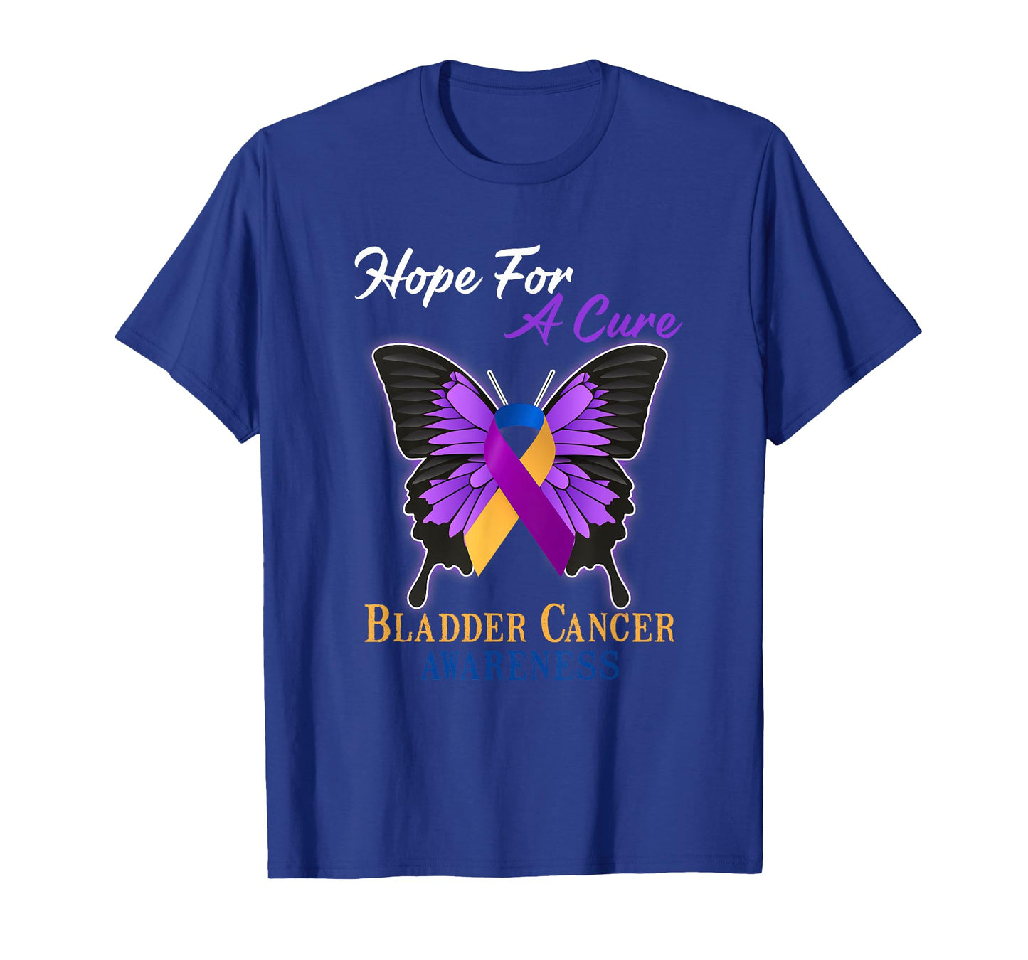Hope For A Cure Bladder Cancer Awareness Ribbon Butterfly T-Shirt