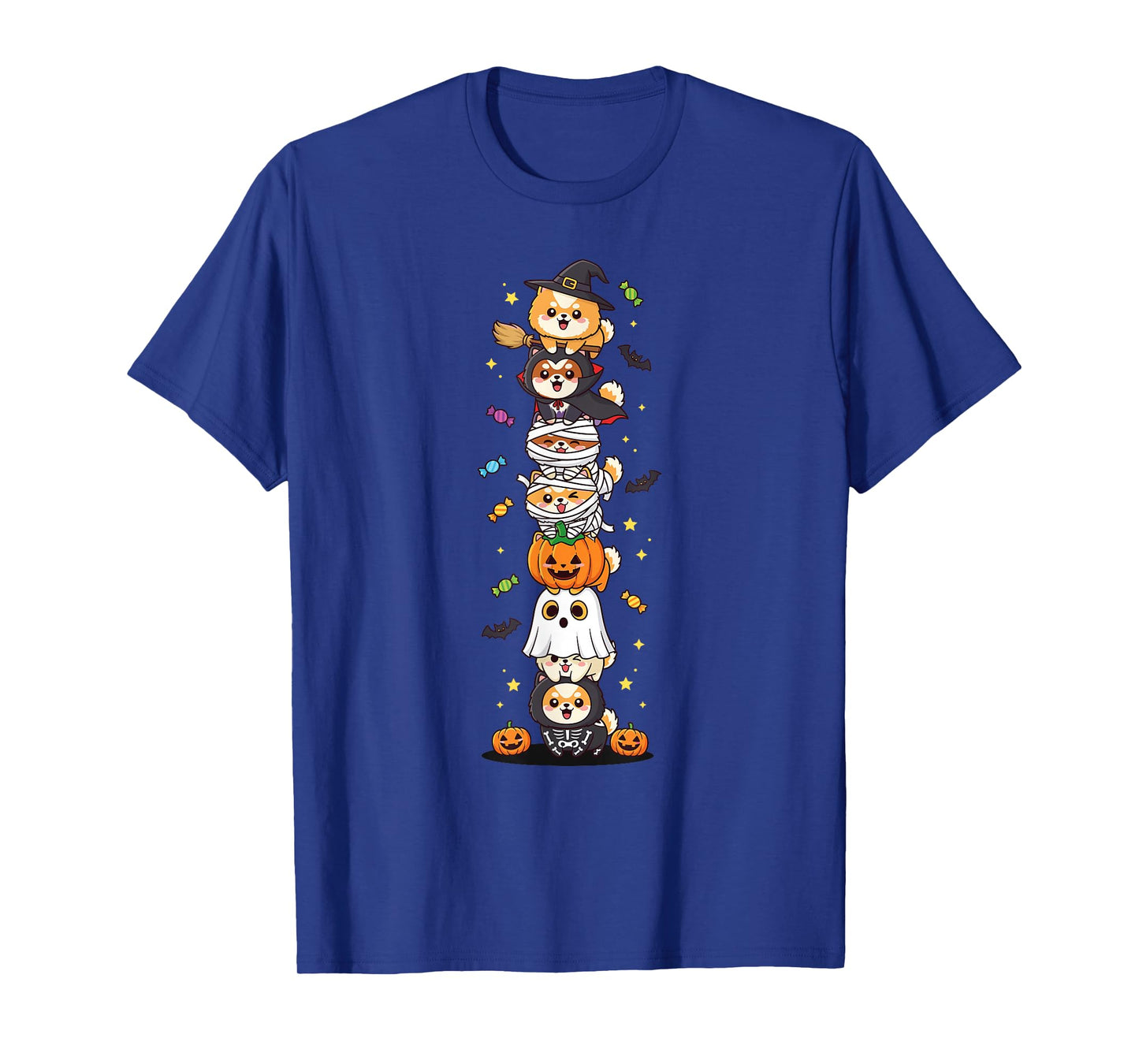 Pomeranian Witch Vampire Ghost Halloween Kids Mens Womens T-Shirt