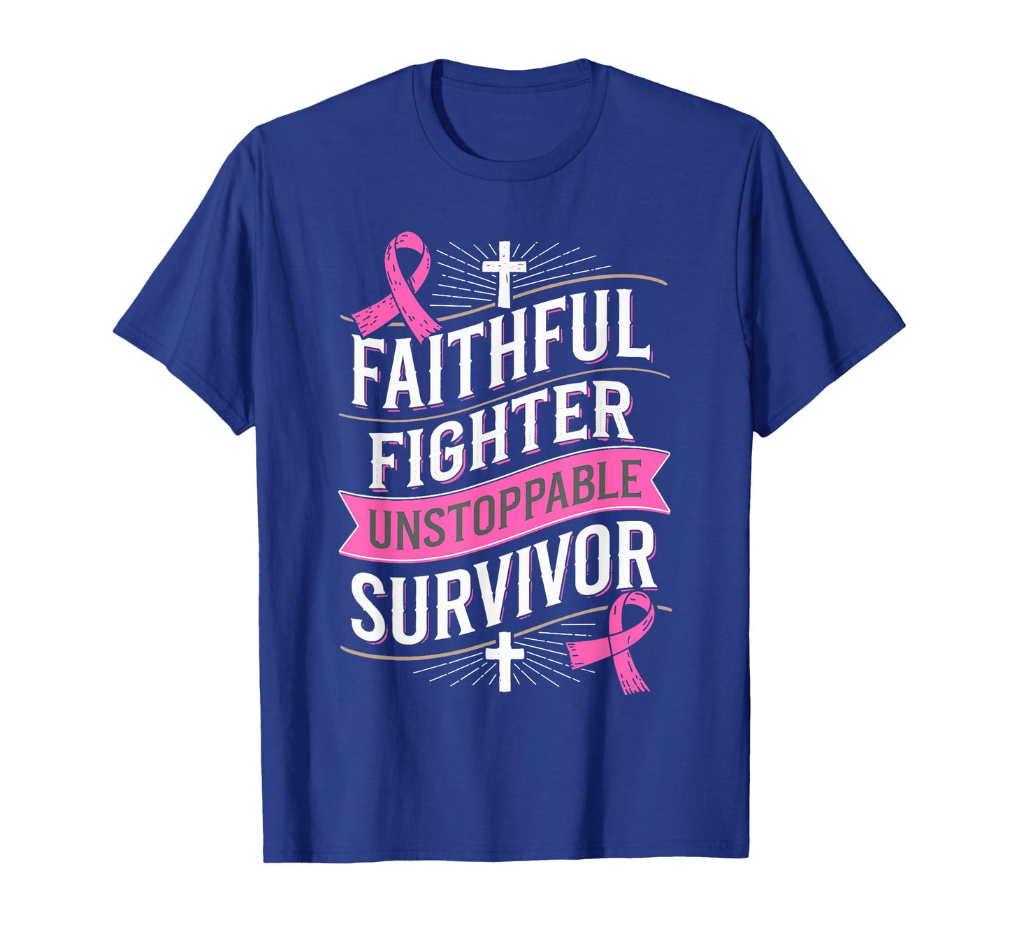 Faithful Fighter Survivor Breast Cancer Awareness T-Shirt
