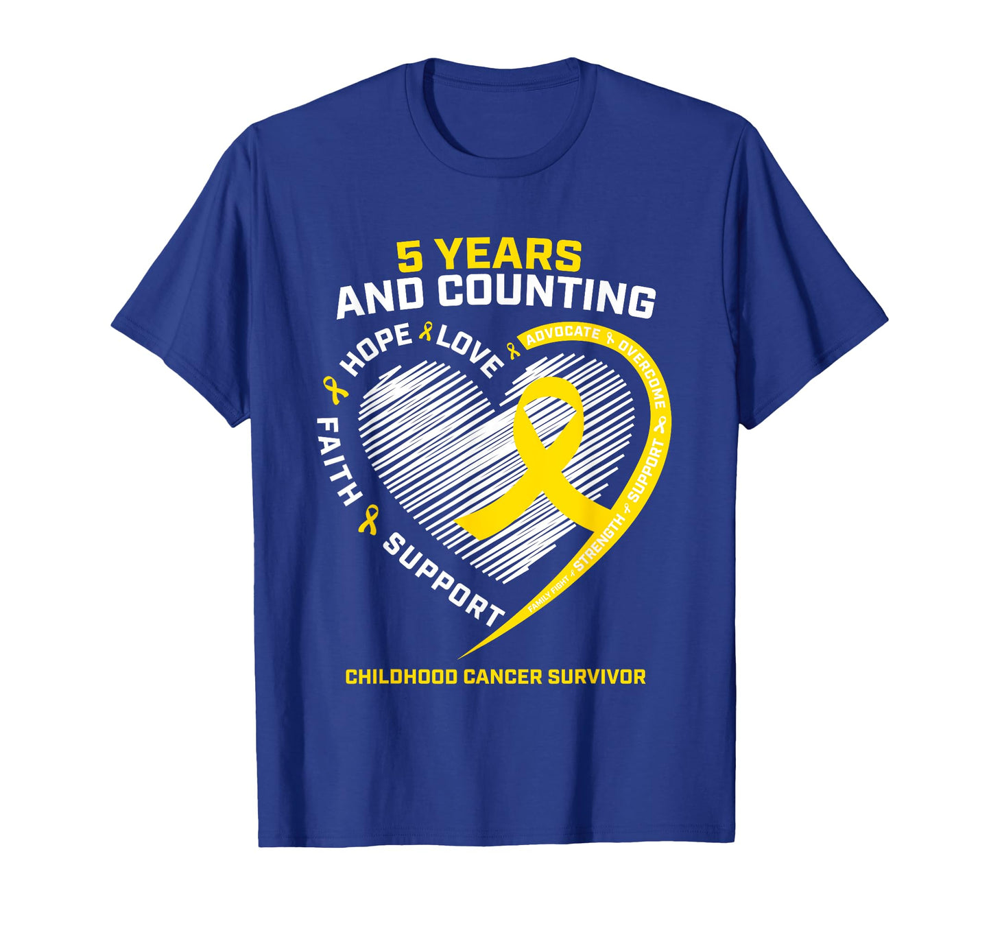 Girls Kids Boys 5 Year Gold Childhood Cancer Survivor Shirt T-Shirt