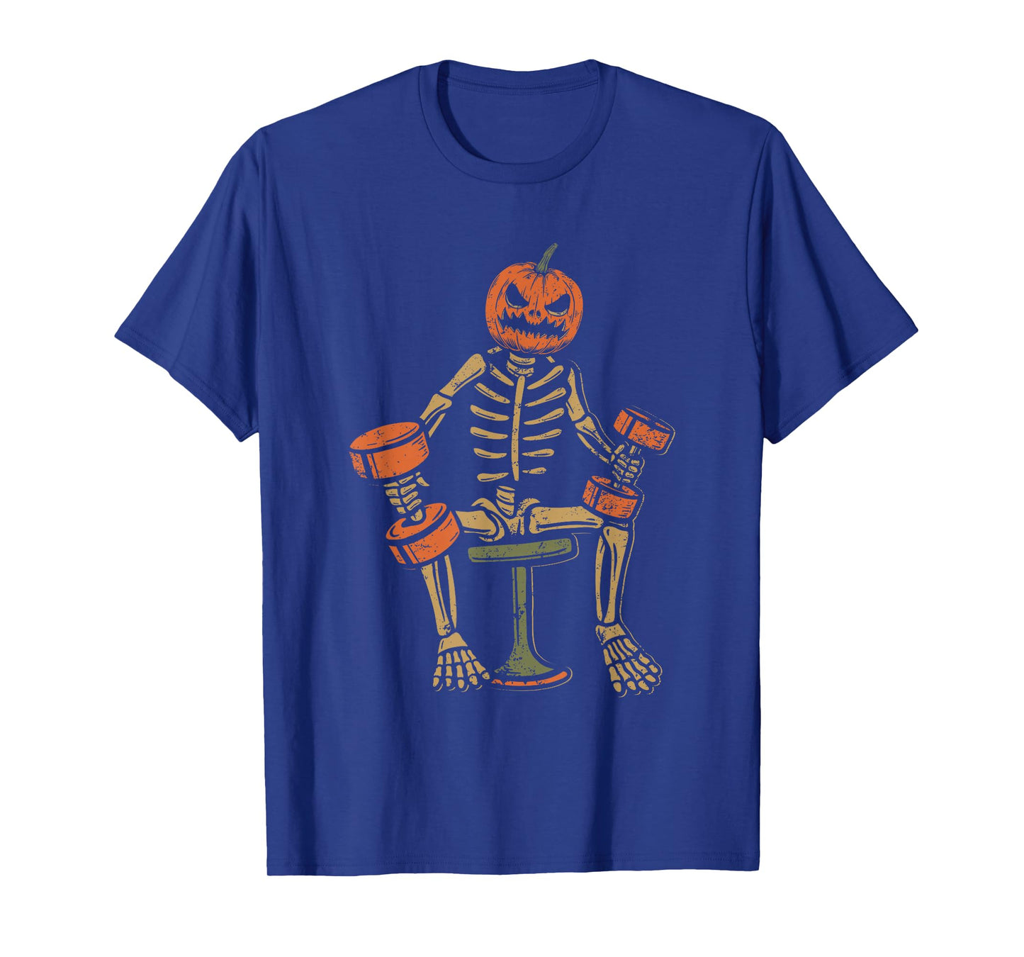 Pumpkin Skeleton Halloween Fitness Gym Workout for Men Women T-Shirt