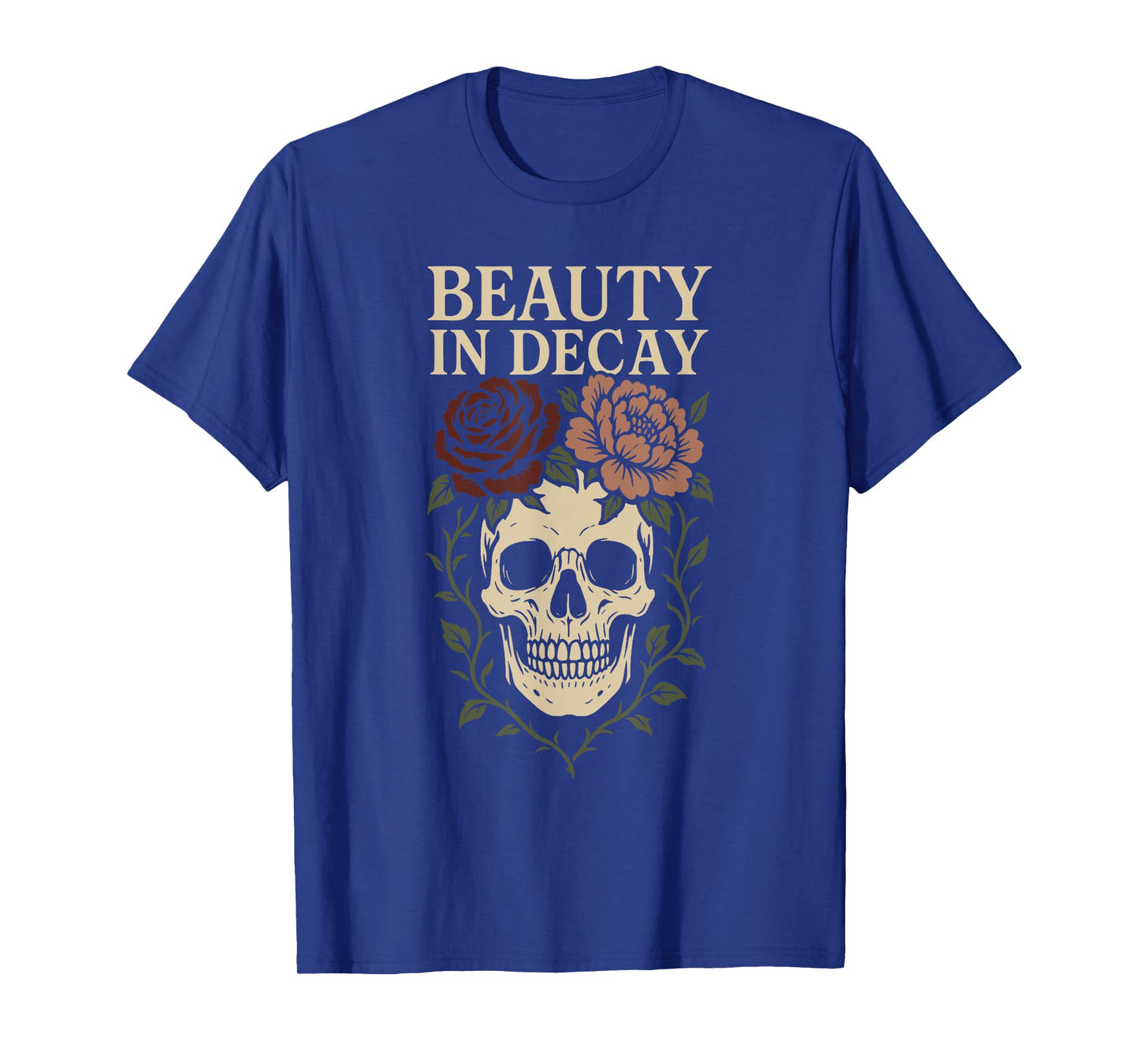 Floral Skeleton Romantic Goth Skull and Flowers Gothic T-Shirt