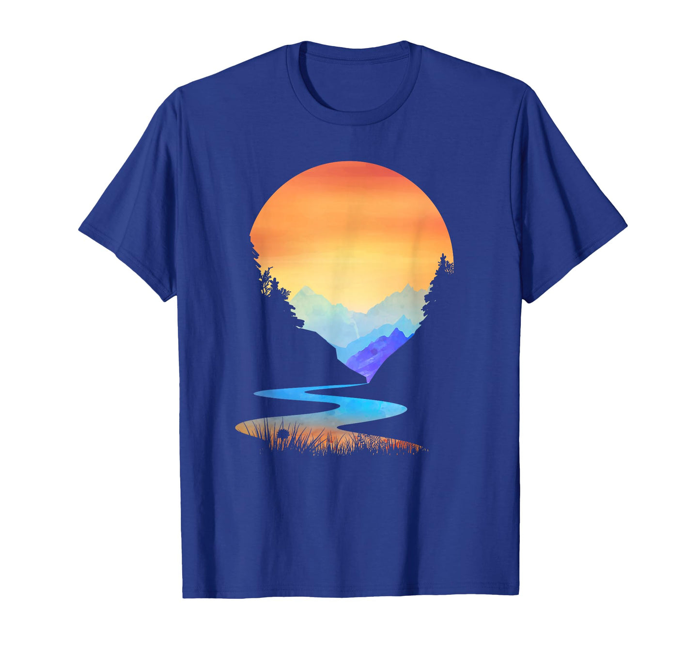 Outdoor Sunset Vintage Style Mountains Sun Nature T-Shirt