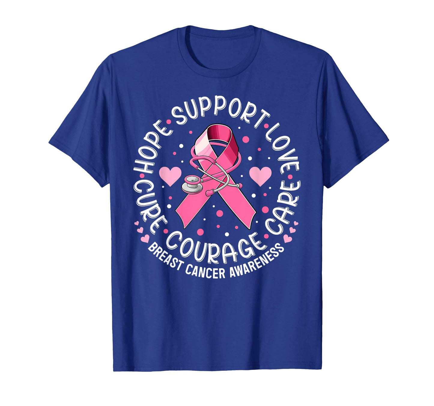 Breast Cancer Awareness Pink Ribbon Nurse Scrub Top Support T-Shirt