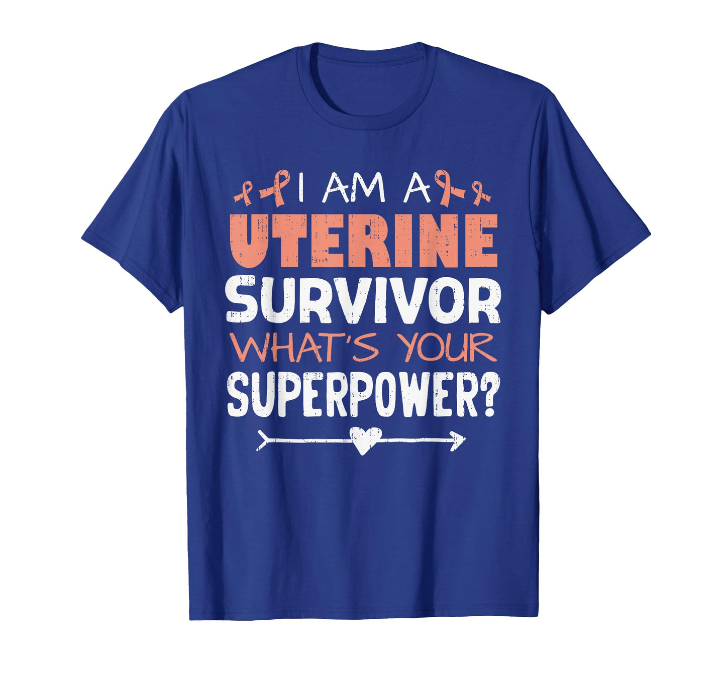 Uterine Survivor Cancer Awareness Warrior Ribbon Peach T-Shirt