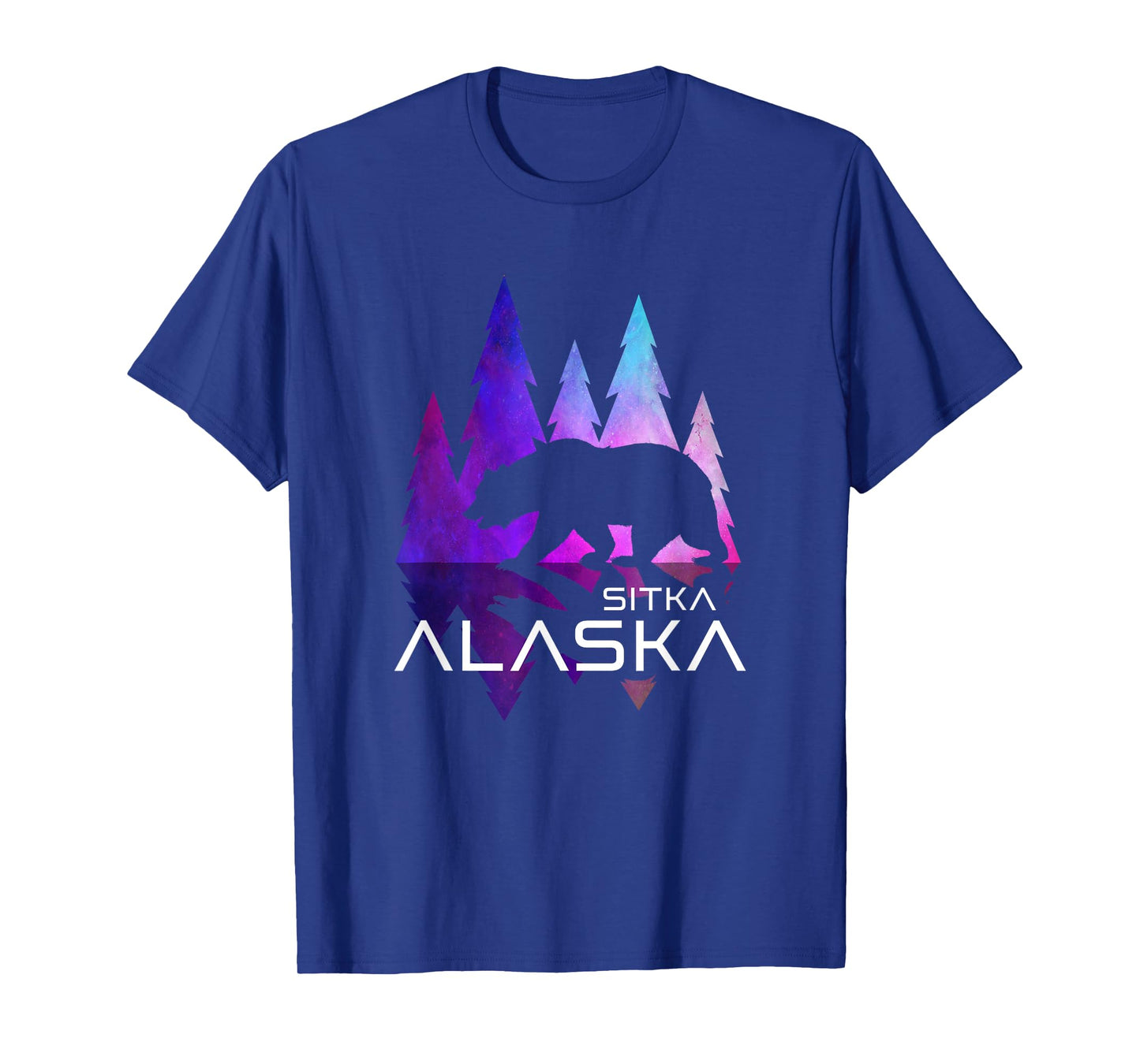 Sitka - Alaska - Colorful Bear and Trees T-Shirt