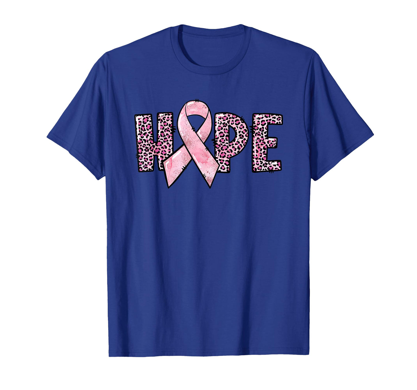 Hope - Breast Cancer Awareness Leopard Cheetah Pink Ribbon T-Shirt