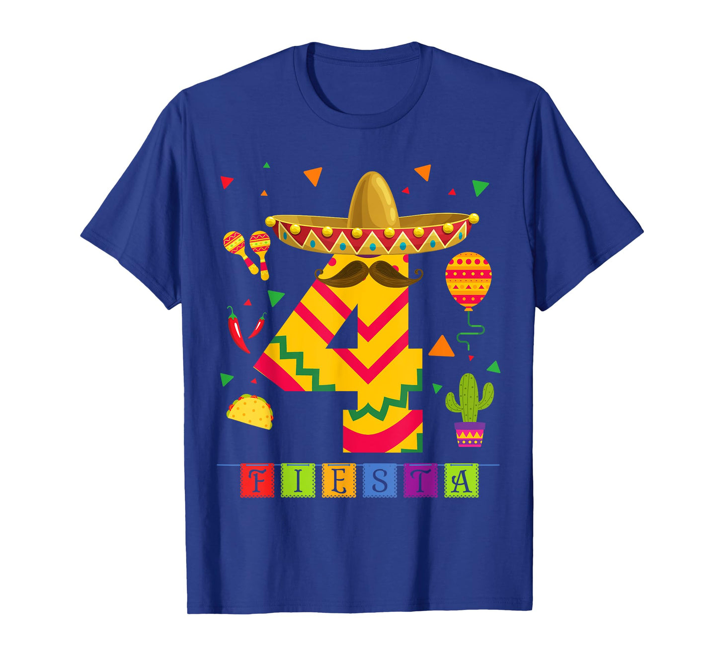 Kids 4th Birthday Fiesta Mexican Themed Party 4 Year Old Boy T-Shirt