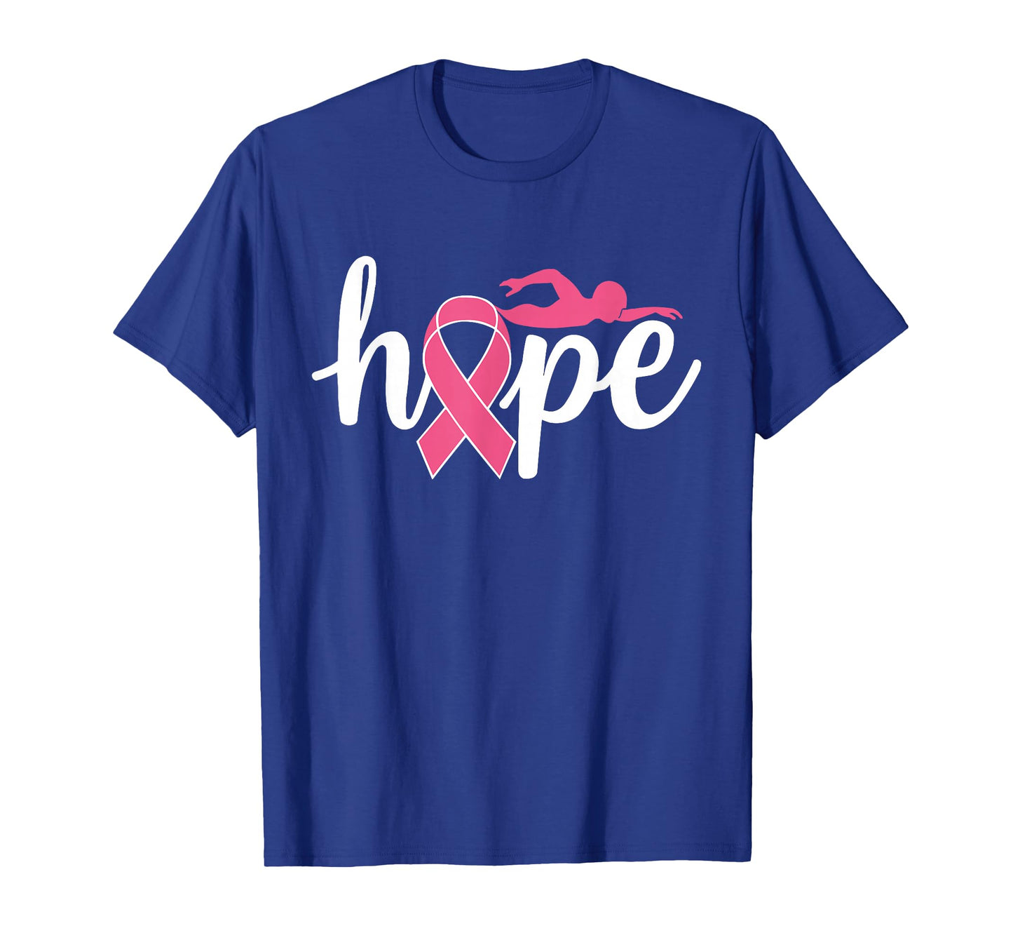 Swimming Breast Cancer Awareness Month Pink Ribbon T-Shirt