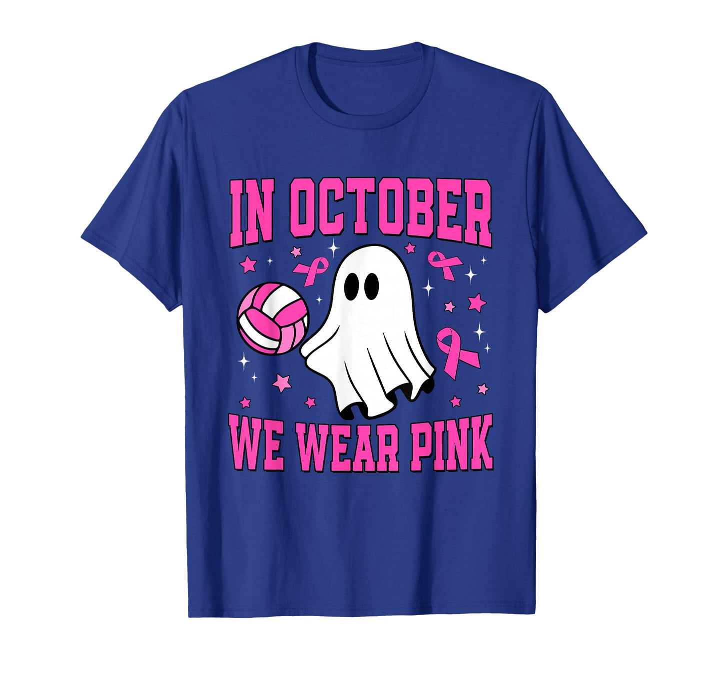 In October We Wear Pink Ghost Volleyball Breast Cancer T-Shirt